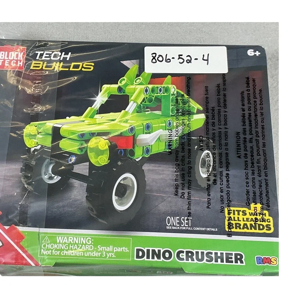 Block Tech Tech Builds Dino Crusher 136 Piece Green Off-Road Truck Building Set